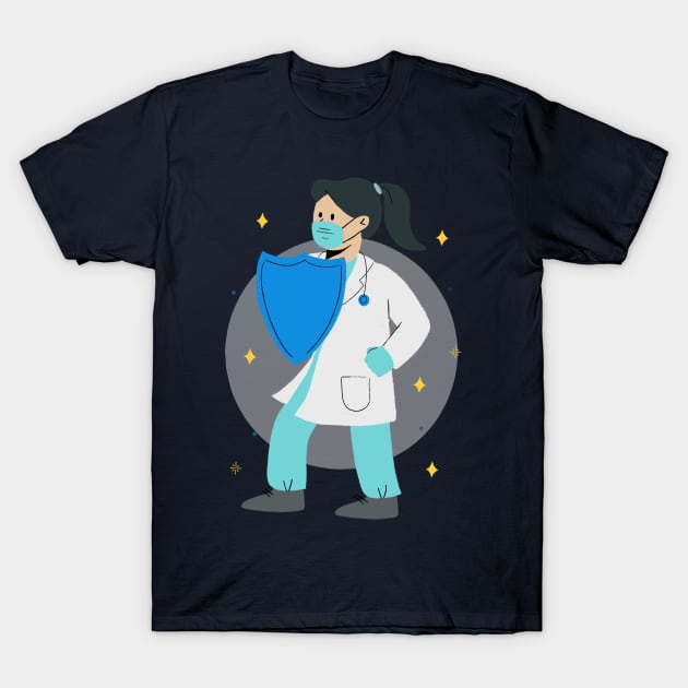 Nurse with shield against coronavirus T-Shirt by InkyArt